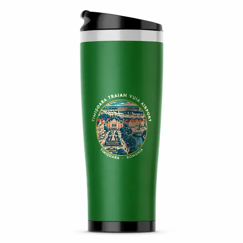 Timișoara Traian Vuia International Airport (TSR) Travel Mugs - Badge - Stainless Steel (No Holder) - Green