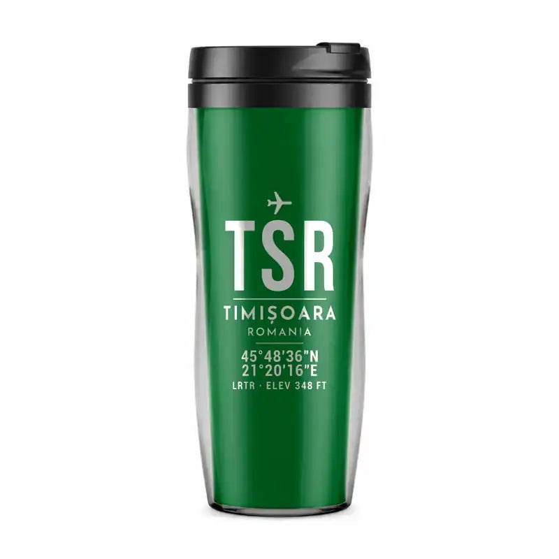 Timișoara Traian Vuia International Airport (TSR) Travel Mugs - ID Tag - Plastic (No Holder) - Green
