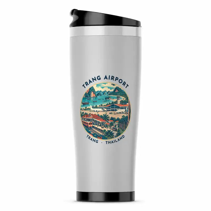 Trang Airport (TST) Travel Mugs - Badge - Stainless Steel (No Holder) - Light Gray