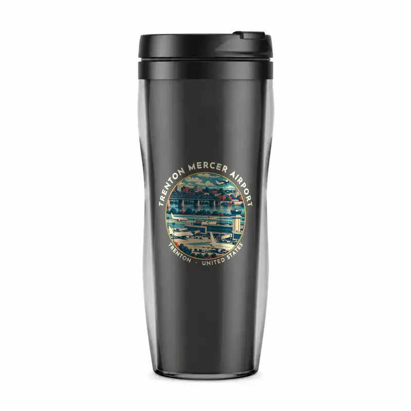 Trenton-Mercer Airport (TTN) Travel Mugs - Badge - Plastic (No Holder) - Gray
