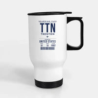 Thumbnail for Trenton-Mercer Airport (TTN) Travel Mugs - Boarding Pass - Stainless Steel with Holder - White