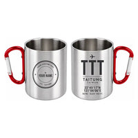 Thumbnail for Taitung Airport (TTT) Stainless Steel Mugs - ID Tag + Custom Back - Outdoors Mug - Red