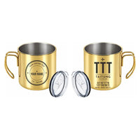 Thumbnail for Taitung Airport (TTT) Stainless Steel Mugs - ID Tag + Custom Back - Portable Mug - Gold
