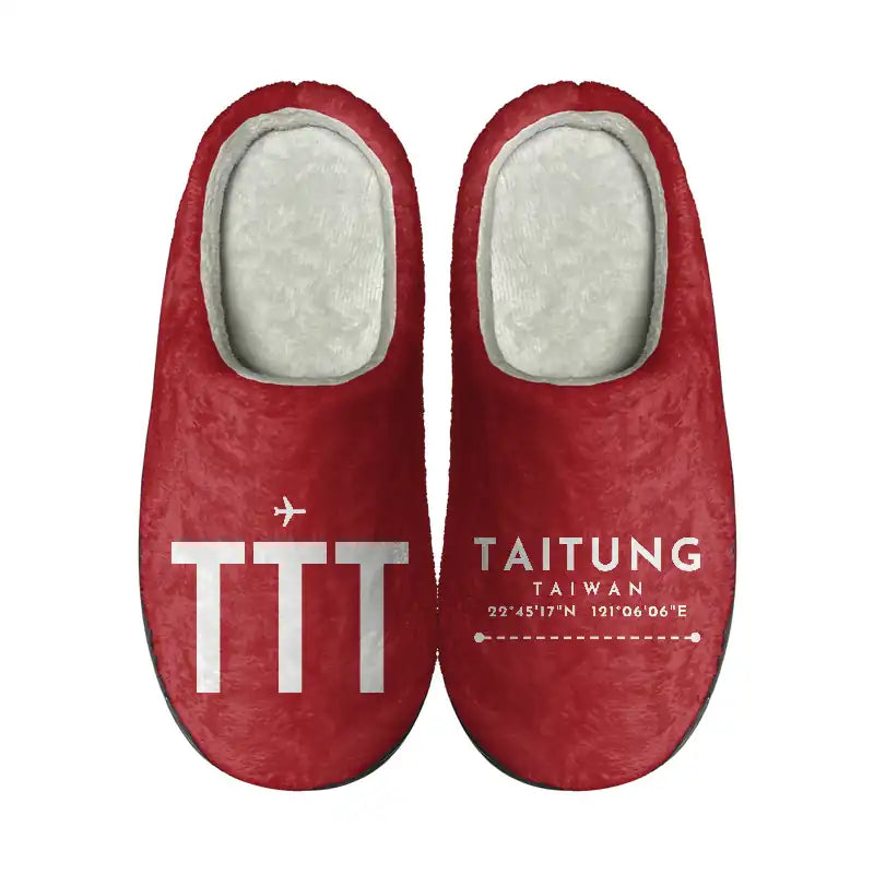 Taitung Airport (TTT) Slippers & Flip Flops - Slippers - Cotton - Code - Different - Red