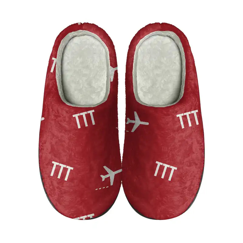 Taitung Airport (TTT) Slippers & Flip Flops - Slippers - Cotton - Pattern - Red