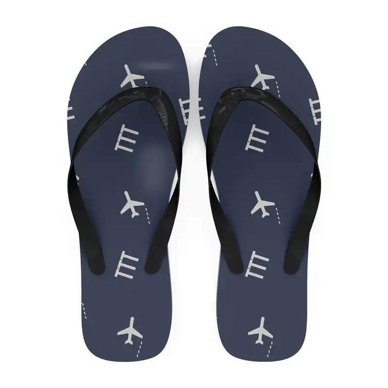 Taitung Airport (TTT) Slippers & Flip Flops - Slippers - Flip Flops - Pattern - Navy Blue