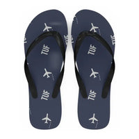 Thumbnail for Tours Val de Loire Airport (TUF) Slippers & Flip Flops - Slippers - Flip Flops - Pattern - Navy Blue
