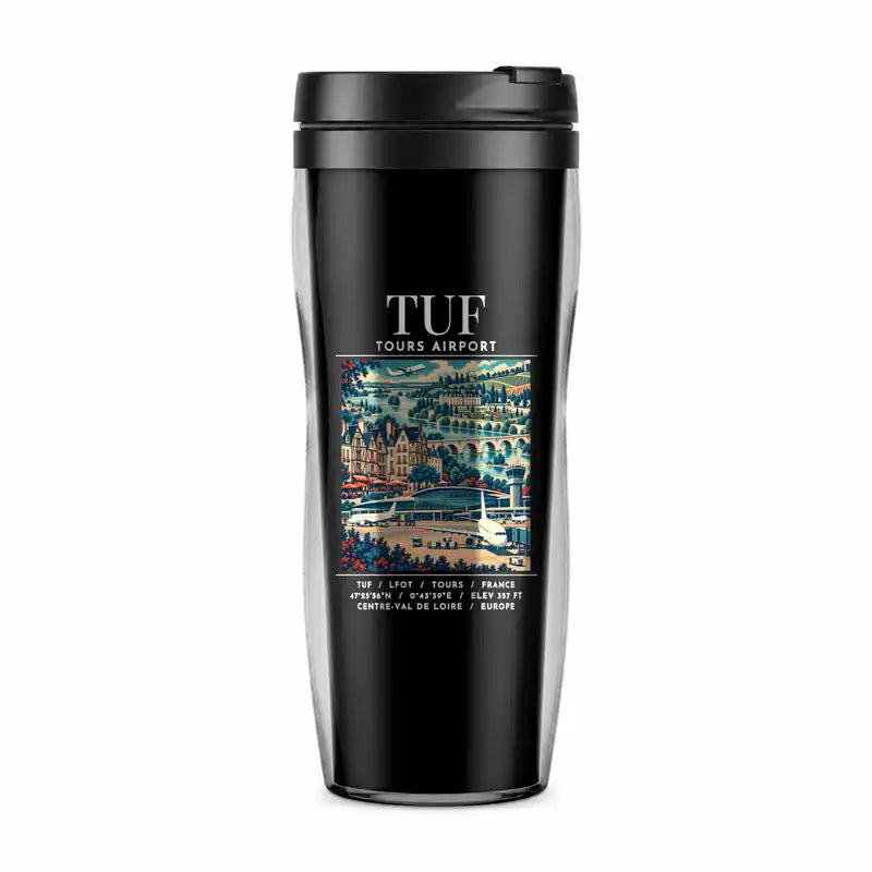Tours Val de Loire Airport (TUF) Travel Mugs - Poster - Plastic (No Holder) - Black