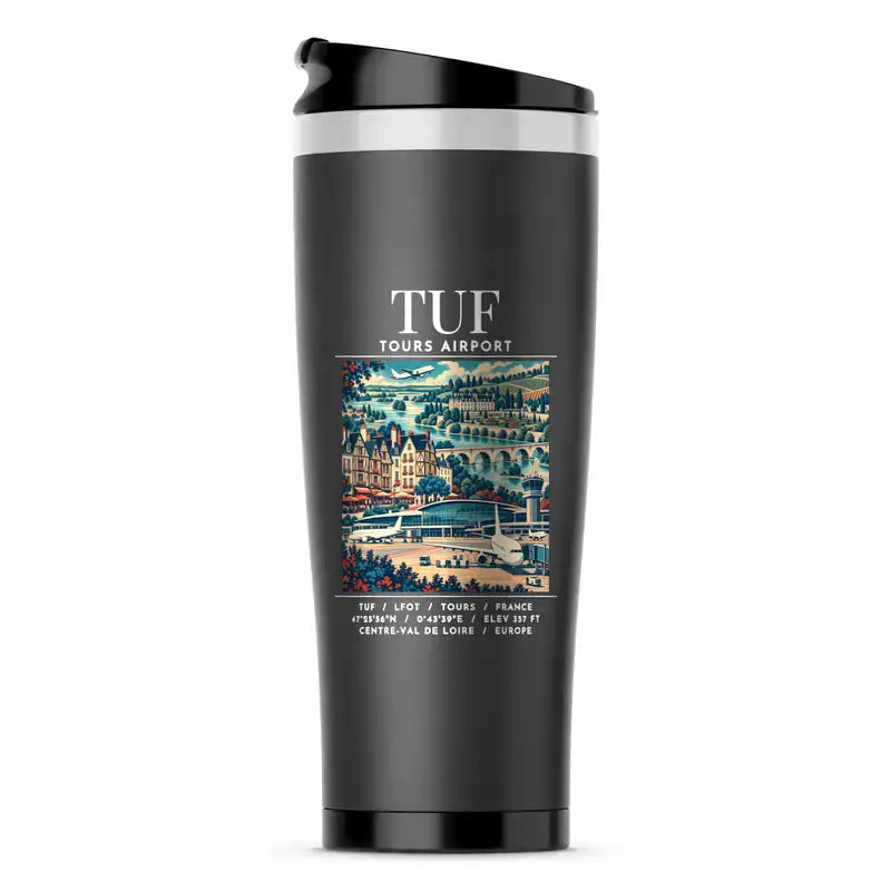 Tours Val de Loire Airport (TUF) Travel Mugs - Poster - Stainless Steel (No Holder) - Gray