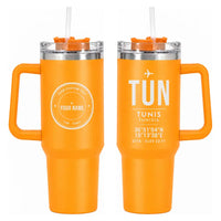Thumbnail for Tunis-Carthage International Airport (TUN) Stainless Steel Mugs - ID Tag + Custom Back - 40oz Car Mug - Orange