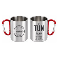 Thumbnail for Tunis-Carthage International Airport (TUN) Stainless Steel Mugs - ID Tag + Custom Back - Outdoors Mug - Red
