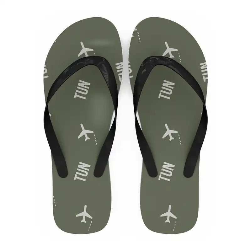 Tunis-Carthage International Airport (TUN) Slippers & Flip Flops - Slippers - Flip Flops - Pattern - Green Army