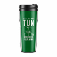Thumbnail for Tunis-Carthage International Airport (TUN) Travel Mugs - Boarding Pass + Name - Plastic (No Holder) - Green