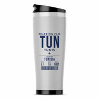 Thumbnail for Tunis-Carthage International Airport (TUN) Travel Mugs - Boarding Pass - Stainless Steel (No Holder) - Light Gray