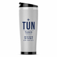 Thumbnail for Tunis-Carthage International Airport (TUN) Travel Mugs - ID Tag - Stainless Steel (No Holder) - Light Gray