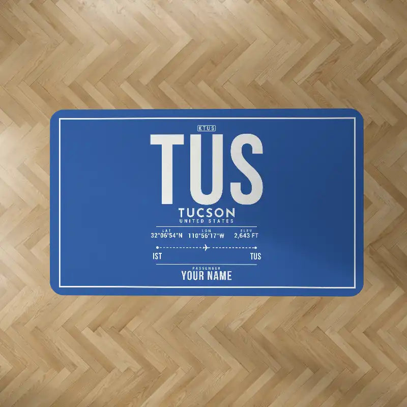 Tucson International Airport (TUS) Carpets - Carpet Rectangle - ID Tag + Name - Blue