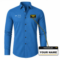 Thumbnail for Tucson International Airport (TUS) Shirts - Long Sleeve Shirt - Front - Blue + NAME