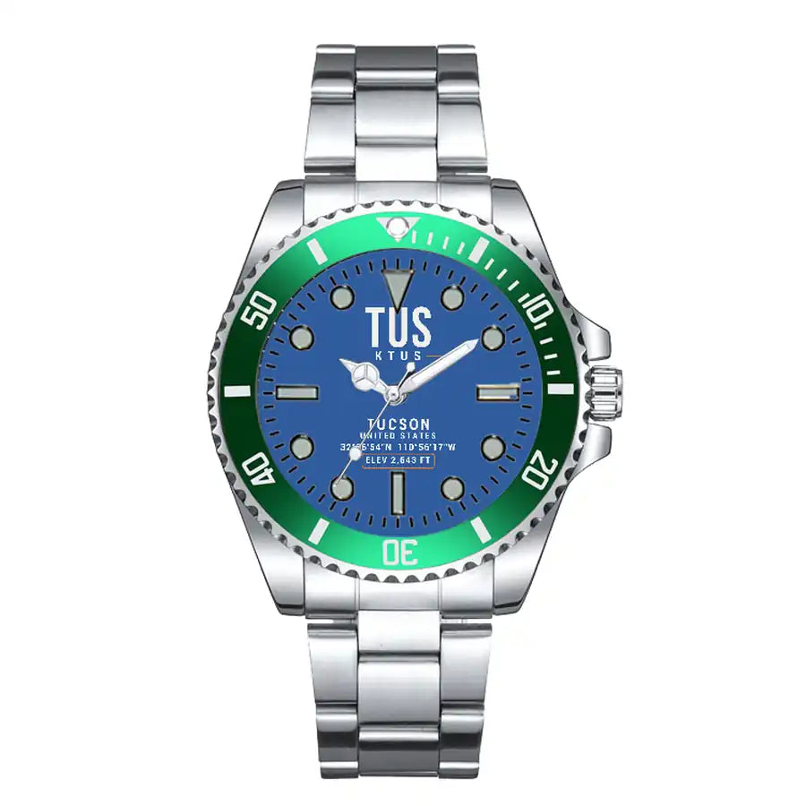 Tucson International Airport (TUS) Aviator Watches - Classic - Blue - Premium Diver - Green