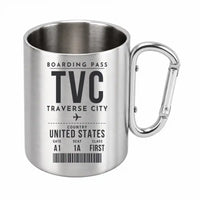 Thumbnail for Traverse City Cherry Capital Airport (TVC) Stainless Steel Mugs - Boarding Pass - Outdoors Mug - Silver