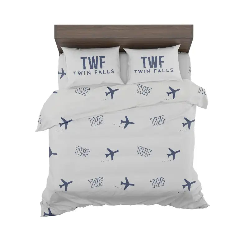 Magic Valley Regional Airport (TWF) Bedding Sets & Blankets - Bedding Set - Pattern - Light Gray