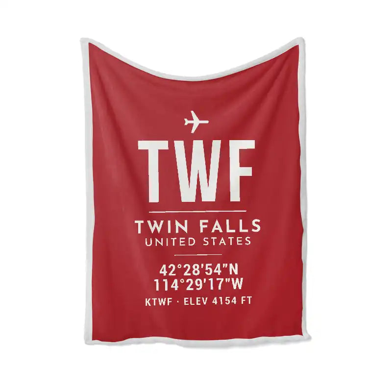 Magic Valley Regional Airport (TWF) Bedding Sets & Blankets - Blanket - ID Tag - Red