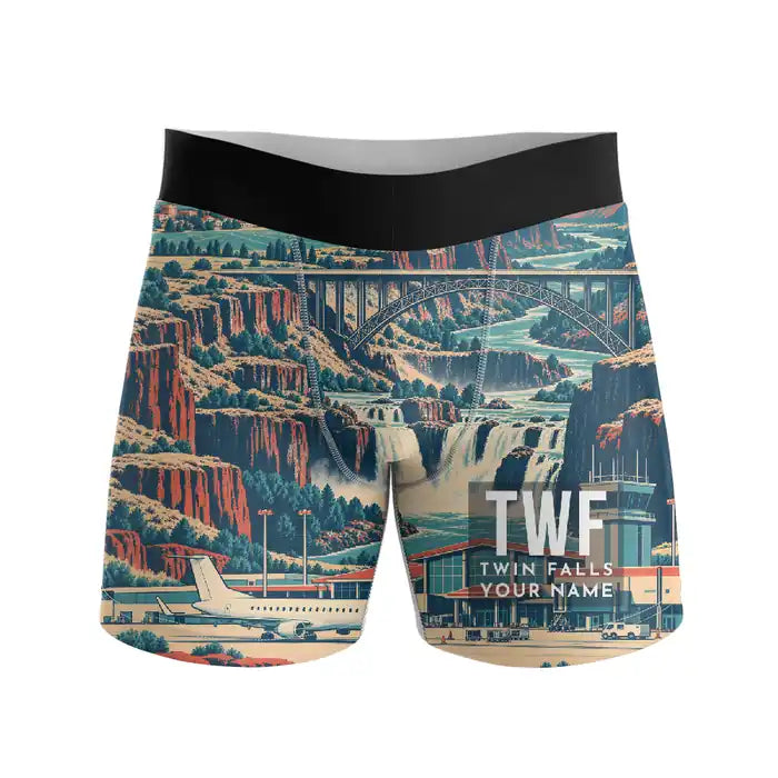 Magic Valley Regional Airport (TWF) Men Boxers - Scene + Name