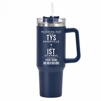 Thumbnail for McGhee Tyson Airport Knoxville (TYS) Stainless Steel Mugs - Customizable Boarding Pass - 40oz Car Mug - Navy Blue