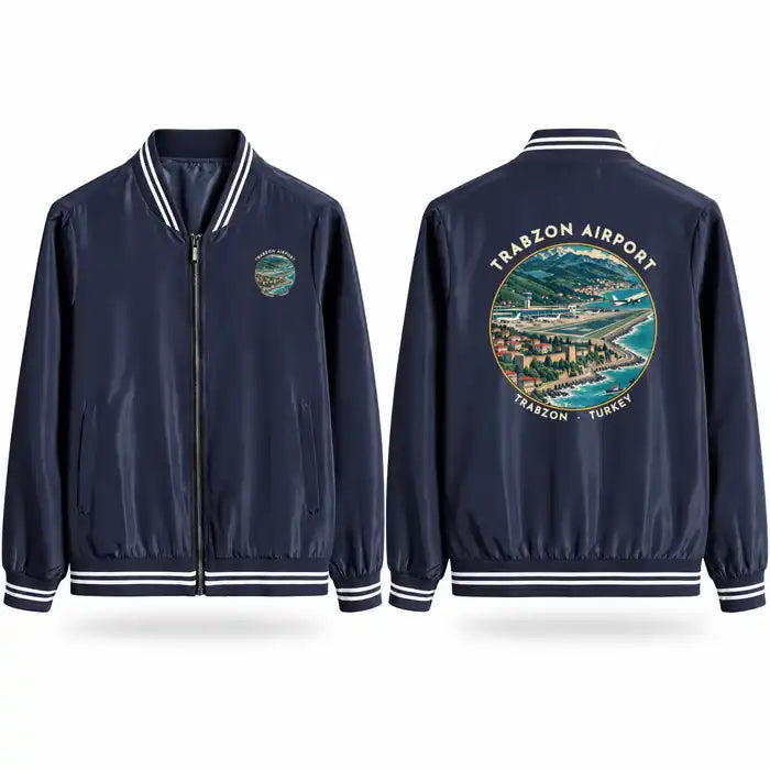 Trabzon Airport (TZX) Stylish Jackets - Baseball Collar - Badge - Navy Blue