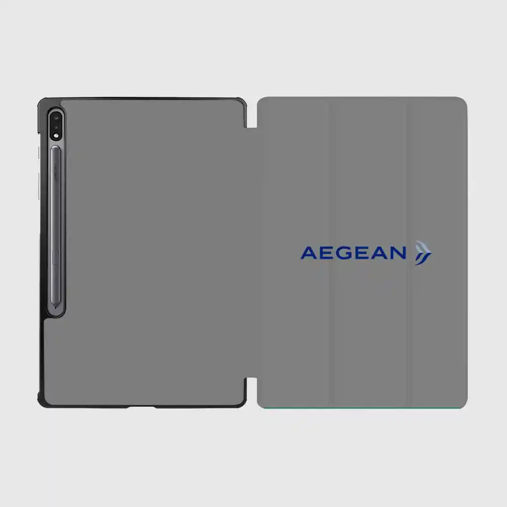 Aegean Airlines design on gray samsung tablet case