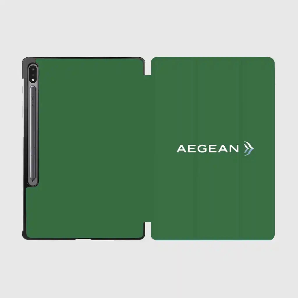 Aegean Airlines design on green samsung tablet case