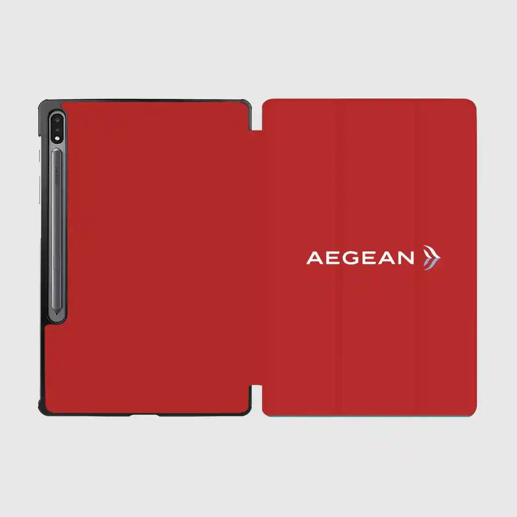 Aegean Airlines design on red samsung tablet case