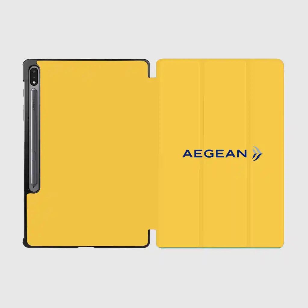 Aegean Airlines design on yellow samsung tablet case