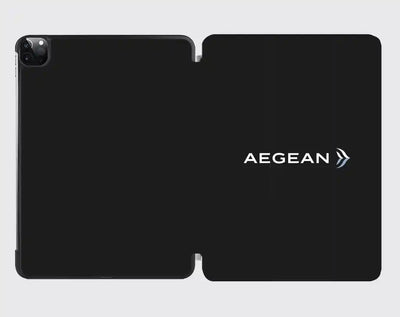 Aegean Airlines design on black ipad tablet case