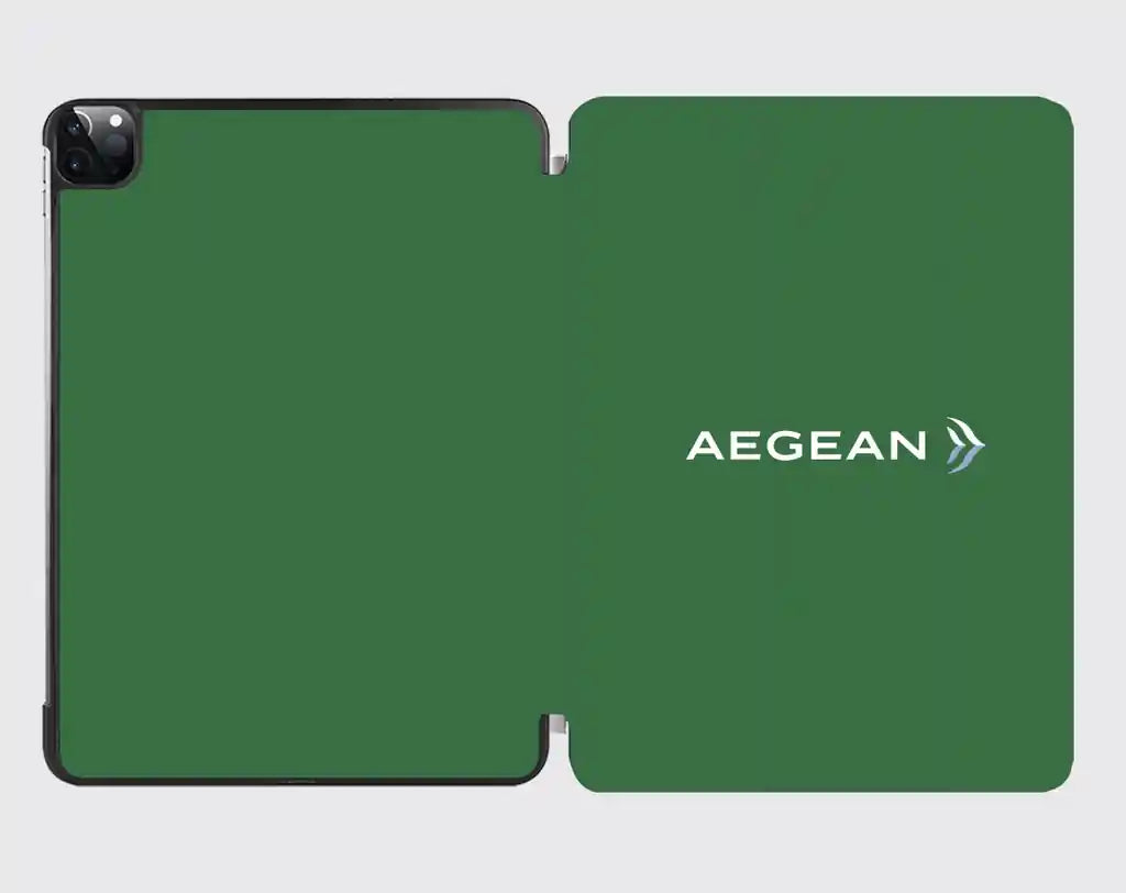 Aegean Airlines design on green ipad tablet case