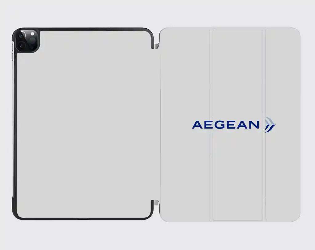 Aegean Airlines design on light gray ipad tablet case