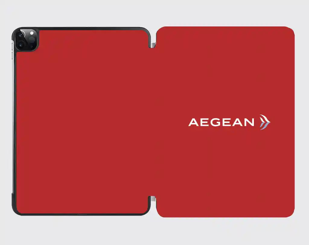 Aegean Airlines design on red ipad tablet case