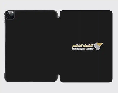Oman Airlines design on black ipad tablet case