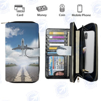 Thumbnail for Taking Off Aircraft Designed Leather Long Zipper Wallets