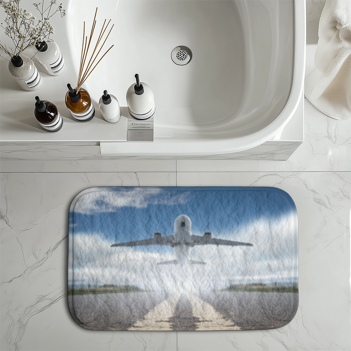 Taking off Aircraft Designed Bath Mats