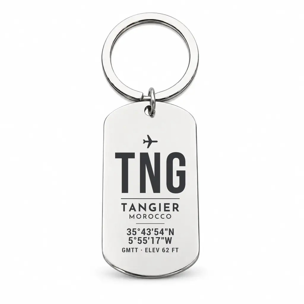 Tangier Ibn Battuta Airport TNG - Key Chain - Original Design - Silver