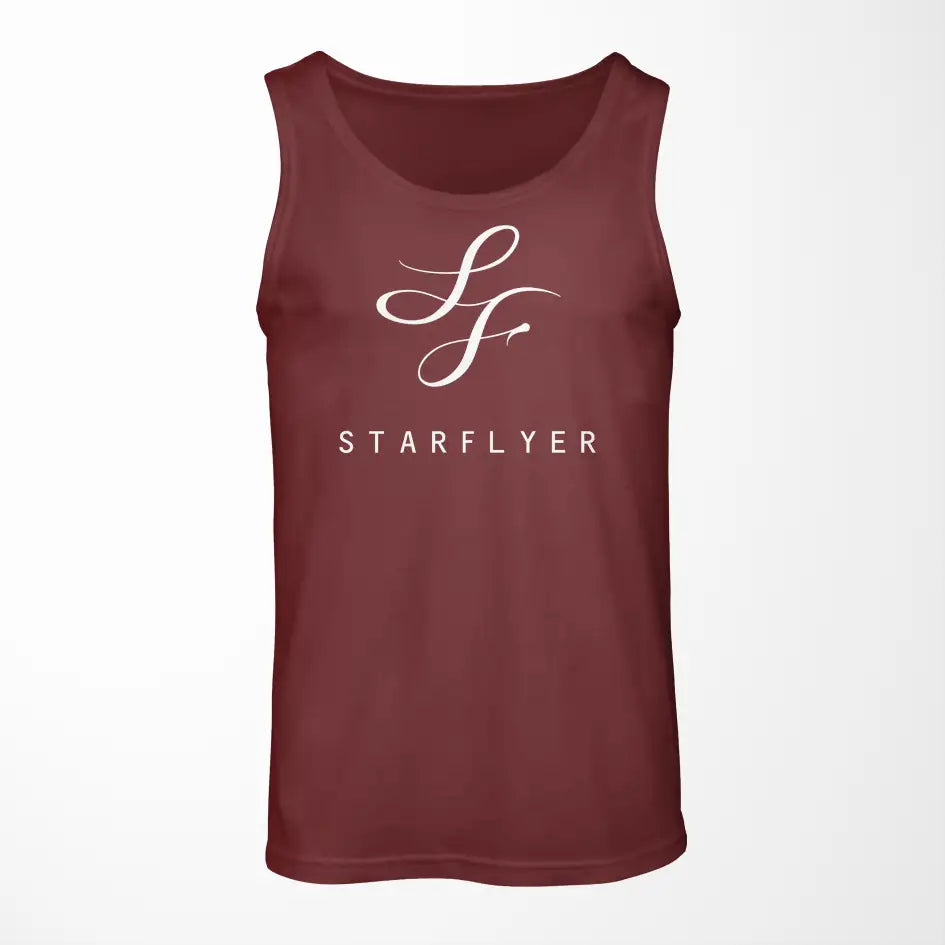 StarFlyer Airlines logo on dark red tank top