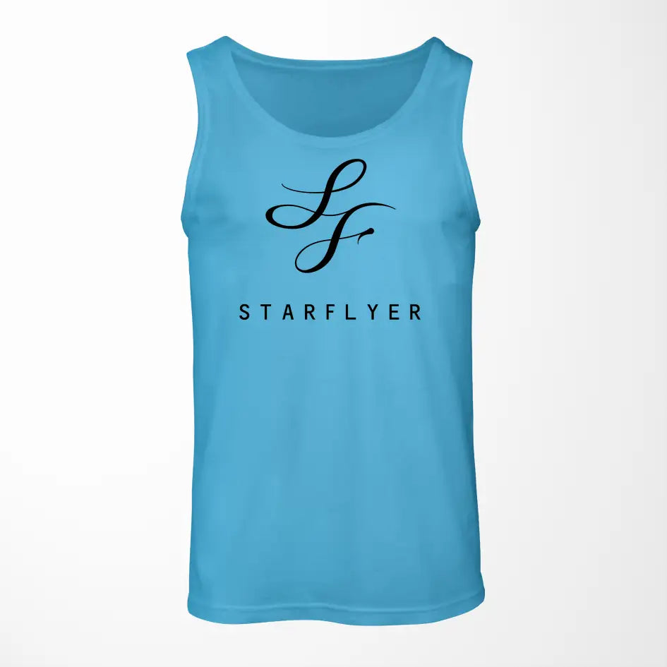 StarFlyer Airlines logo on sky blue tank top