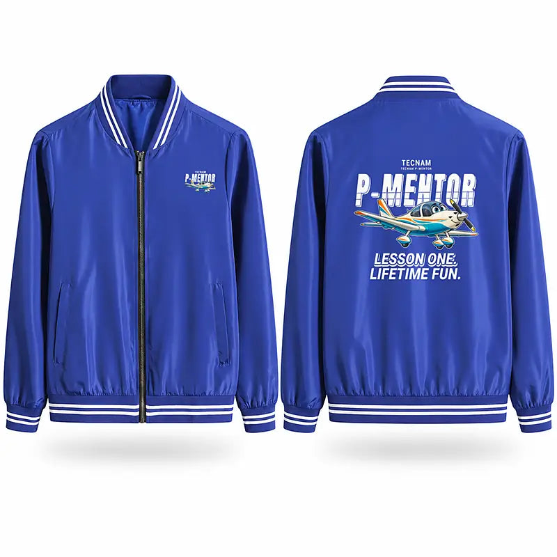 Tecnam P-Mentor Stylish Jackets - Baseball Collar - Cartoon - Royal Blue