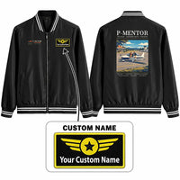 Thumbnail for Tecnam P-Mentor Stylish Jackets - Baseball Collar - Poster + Name - Black