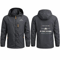 Thumbnail for Tecnam P-Mentor Stylish Jackets - Hooded Windbreaker - Heritage - Charcoal
