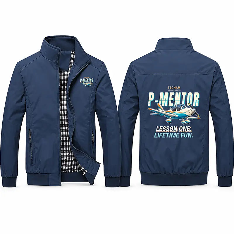 Tecnam P-Mentor Stylish Jackets - Stand Collar - Cartoon - Navy Blue
