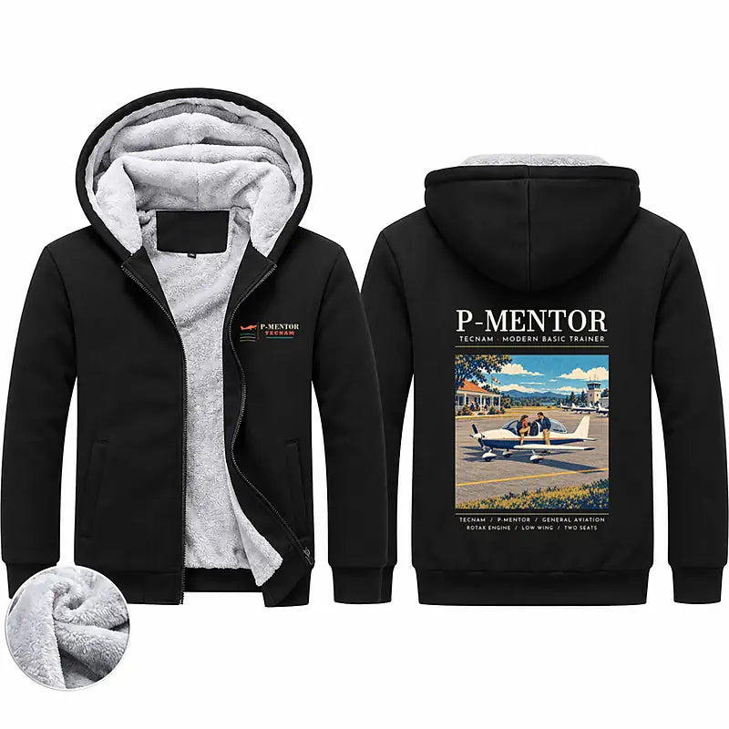 Tecnam P-Mentor Zipped Sweatshirts - Poster - Black