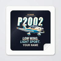 Thumbnail for Tecnam P2002 Sierra MkII - Cartoon + Name - Square Sticker - Peel