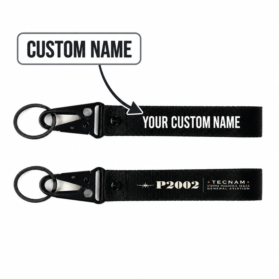 Tecnam P2002 Sierra MkII Hawk-Shaped Key Chains - Black - Heritage - Personalized