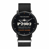 Thumbnail for Tecnam P2002 Sierra MkII - Heritage + Name - Slim Leather - Black and Black Nylon Strap